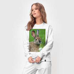 Костюм хлопковый женский Зайчик с одуванчиком, цвет: белый — фото 2