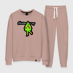 Костюм хлопковый женский Christmas is sexy, цвет: пыльно-розовый