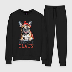 Костюм хлопковый женский Французский новогодний бульдог, цвет: черный