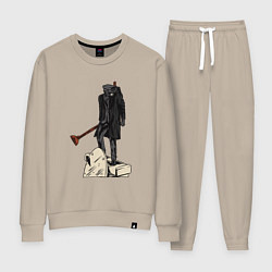 Костюм хлопковый женский Камерамен победил скибиди туалет, цвет: миндальный