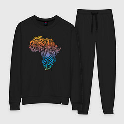 Костюм хлопковый женский Разноцветная зебра, цвет: черный