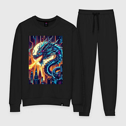 Костюм хлопковый женский New year dragon - neon, цвет: черный