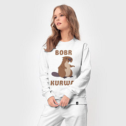 Костюм хлопковый женский Bobr kurwa, цвет: белый — фото 2