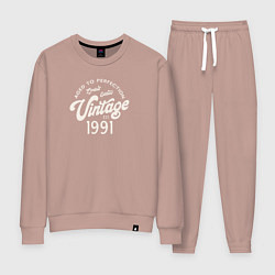 Костюм хлопковый женский 1991 год - выдержанный до совершенства, цвет: пыльно-розовый