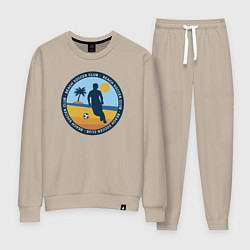 Костюм хлопковый женский Beach soccer club, цвет: миндальный