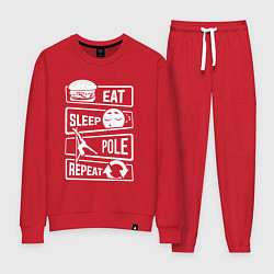 Костюм хлопковый женский Еда сон пилон, цвет: красный