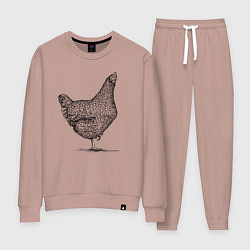 Костюм хлопковый женский Курица, цвет: пыльно-розовый