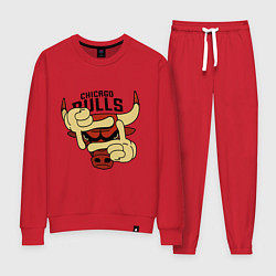 Костюм хлопковый женский Bulls logo with hands, цвет: красный