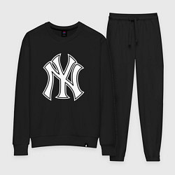 Костюм хлопковый женский New York yankees - baseball logo, цвет: черный