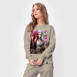 Костюм хлопковый женский Barbie - punk guitarist ai art, цвет: миндальный — фото 2