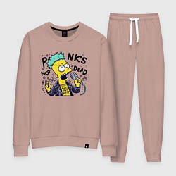 Костюм хлопковый женский Bart Simpson - punks not dead, цвет: пыльно-розовый