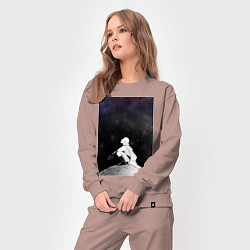 Костюм хлопковый женский Ванпанчмен Сайтама на луне, цвет: пыльно-розовый — фото 2