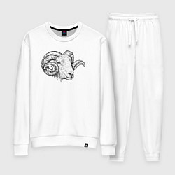 Костюм хлопковый женский Голова барашка, цвет: белый