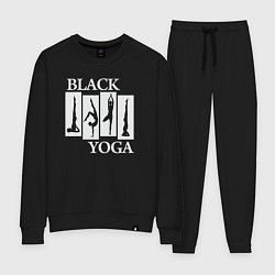 Костюм хлопковый женский Black yoga, цвет: черный