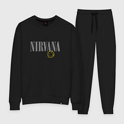 Костюм хлопковый женский Nirvana logo smile, цвет: черный