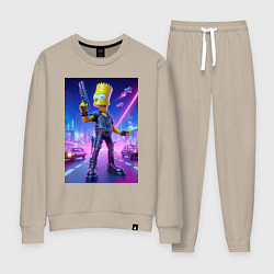 Костюм хлопковый женский Cyber Bart - neon glow ai art, цвет: миндальный