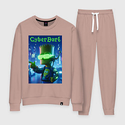 Костюм хлопковый женский Cyber Bart - neon glow ai art, цвет: пыльно-розовый