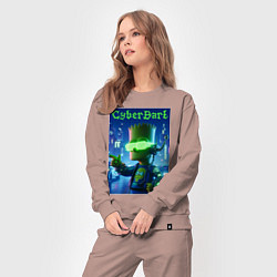 Костюм хлопковый женский Cyber Bart - neon glow ai art, цвет: пыльно-розовый — фото 2