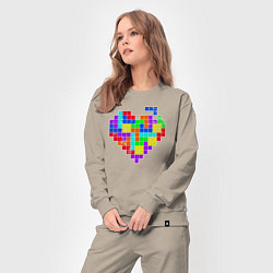 Костюм хлопковый женский Color tetris, цвет: миндальный — фото 2