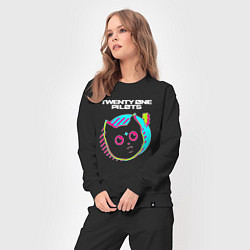 Костюм хлопковый женский Twenty One Pilots rock star cat, цвет: черный — фото 2