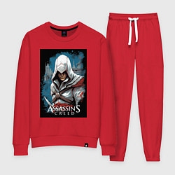 Костюм хлопковый женский Assassins creed белый кинжал, цвет: красный