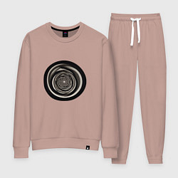 Костюм хлопковый женский Черно белые кольца, цвет: пыльно-розовый