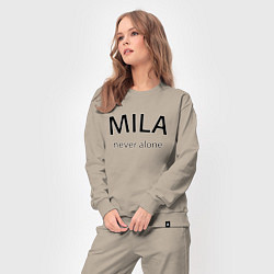 Костюм хлопковый женский Mila never alone - motto, цвет: миндальный — фото 2