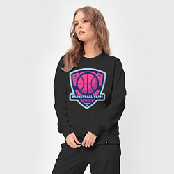 Костюм хлопковый женский Баскетбольная командная лига, цвет: черный — фото 2