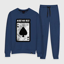 Костюм хлопковый женский Поцелуй мой туз, цвет: тёмно-синий