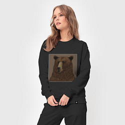 Костюм хлопковый женский Медведь странный, цвет: черный — фото 2