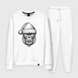 Костюм хлопковый женский Морда новогодней гориллы, цвет: белый