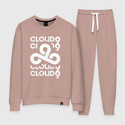 Костюм хлопковый женский Cloud9 - in logo, цвет: пыльно-розовый