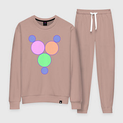 Костюм хлопковый женский Окружности матрешки, цвет: пыльно-розовый