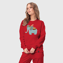 Костюм хлопковый женский Cute elephant, цвет: красный — фото 2
