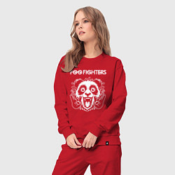 Костюм хлопковый женский Foo Fighters rock panda, цвет: красный — фото 2