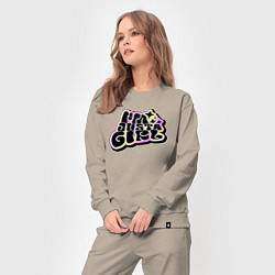 Костюм хлопковый женский Im just a girl, цвет: миндальный — фото 2