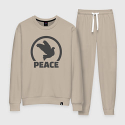Костюм хлопковый женский Peace bird, цвет: миндальный