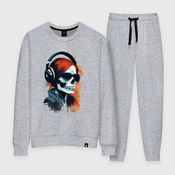 Костюм хлопковый женский Grunge redhead girl skull, цвет: меланж