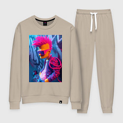 Костюм хлопковый женский Bart Simpson - punk, цвет: миндальный