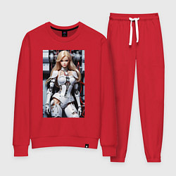 Костюм хлопковый женский Кибер Барби - нейросеть фантазия, цвет: красный