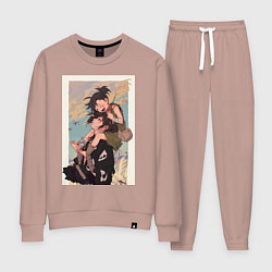 Костюм хлопковый женский Хяккимару Дороро воин, цвет: пыльно-розовый
