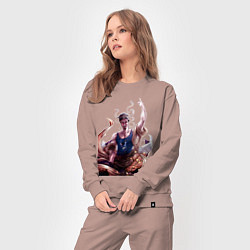 Костюм хлопковый женский Повесть о конце света Будда, цвет: пыльно-розовый — фото 2