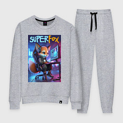 Костюм хлопковый женский Super fox gamer - ai art fantasy, цвет: меланж