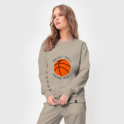 Костюм хлопковый женский Эмблема баскетбольный мяч basketball, цвет: миндальный — фото 2