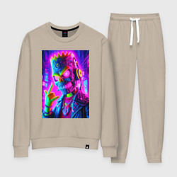 Костюм хлопковый женский Cyber skeleton of Bart Simpson - neon glow, цвет: миндальный