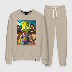 Костюм хлопковый женский Зомби Барт Симпсон - нейросеть, цвет: миндальный