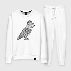 Костюм хлопковый женский Голубь почтарь, цвет: белый