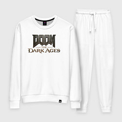 Костюм хлопковый женский Doom the dark ages logo, цвет: белый