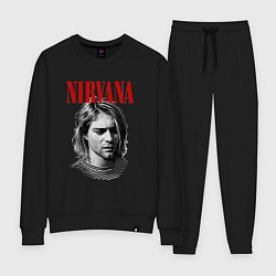 Костюм хлопковый женский Nirvana kurt donald cobain, цвет: черный