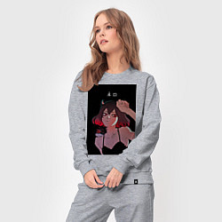 Костюм хлопковый женский Чёрный клевер неро, цвет: меланж — фото 2